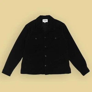 Corridor NYC Black 100% Cotton Corduroy Military Fatigue Shirt Jacket L - Picture 1 of 6