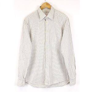 PRADA Men's Formal Shirt Size 41 16 Regular Fit White Striped Cotton ma4749
