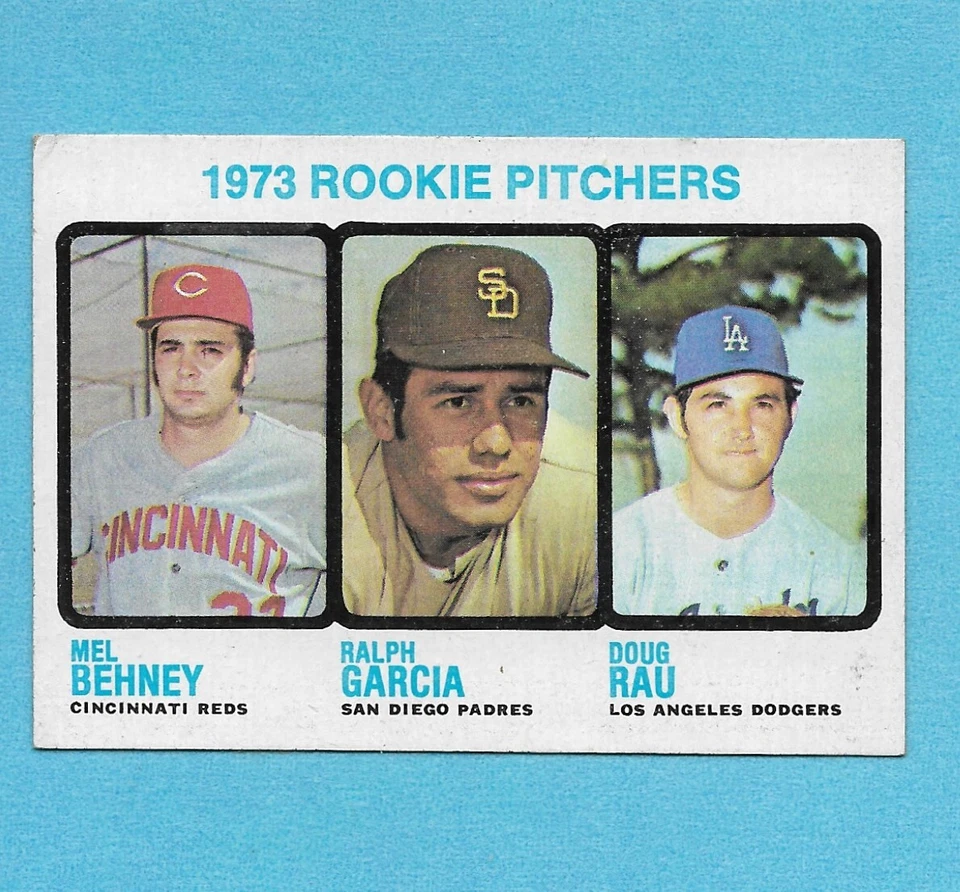 1973 Topps #602 High ROOKIE Pitchers Doug Rau Los Angeles Dodgers Centered EXMT- - Image 1 of 1