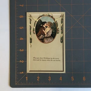 Antique Vintage Happy Birthday Greetings Card Postcard Embossed - Picture 1 of 2