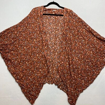 Torrid Poncho Women's One Size Brown Floral Open Kimono Beach - Image 1 of 4