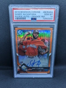 Sandy Alcantara 2018 Bowman Chrome Autograph Auto Orange Refractor #/25 PSA 10 - Picture 1 of 2