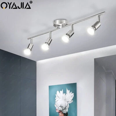 OYAJIA 4 Way Ceiling Spot Light Fitting LED GU10 Adjustable Kitchen Spotlight Bar Ounpb