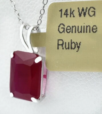 COLGANTE RUBÍ GENUINO 1,95 quilates oro blanco 14K - Servicio de tasación gratuito - Nuevo con etiquetas Foto 1 de 4