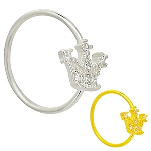 Sterling Silber 925 Krone Design CZ Nasenring. Schön! - Bild 1 von 10