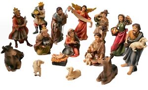 15-Piece Christmas Figurine Set. 4" Tabletop Nativity Scene