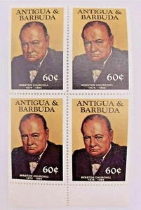 Antigua & Barbuda 1965 Winston Churchill 60c Marginal Block of 4 Stamps MNH - Picture 1 of 2