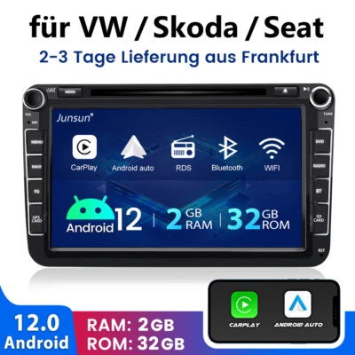 DAB+Android 12 Autoradio GPS CD DVD For VW Passat Golf 5/6 Polo Tiguan Touran EQ - Bild 1 von 4