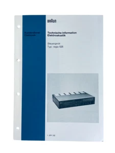 Vintage Original Braun Service Manual Control Unit Regie 525 - Picture 1 of 2