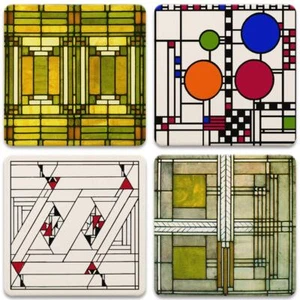 CoasterStone Absorbent Stone Coasters Frank Lloyd Wright Art Glass Designs - Picture 1 of 7