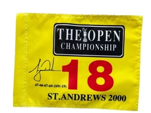 2000 Open Championship @ St Andrews Souvenir Flag w/Tiger Woods & winning score - Picture 1 of 4