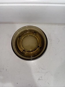 Vintage Mid Century Modern Round Ashtray Canada Smoked Glass Thick Decor 5” - Picture 1 of 3