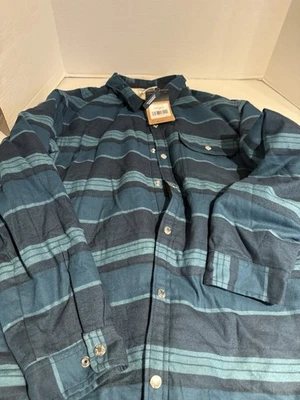 North Face Campfire Shirt Mens XXL Blue Striped Button Up Shacket Sherpa Lined - Image 1 of 3