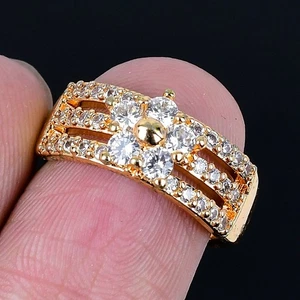 Zircon 18K Gold Plated Handmade Ring of US Size Adjustable - Picture 1 of 3