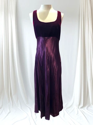 Vestido romántico Y2K RAMPAGE terciopelo borgoña satinado graduación fiesta talla 11 de colección Foto 1 de 4