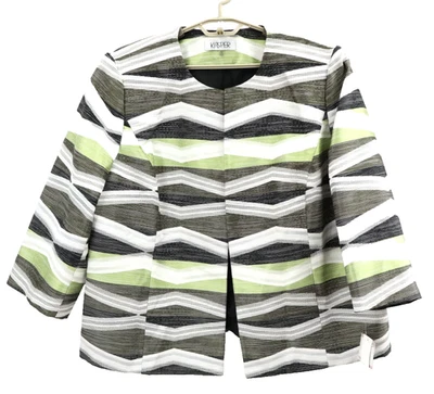 NUEVO CON ETIQUETAS KASPER Mujer Poliéster Blazer Chaqueta Manga 3/4 Abierta Geométrica Talla 22W Foto 1 de 4