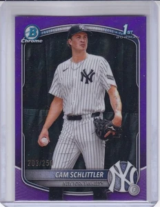 CAM SCHLITTLER 2025 BOWMAN CHROME PUPRLE 1ST #203/250 #BCP-166 NEW YORK YANKEES - Picture 1 of 2