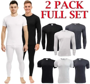 Mens Thermal Underwear Long Johns Top Bottom TShirt Short Long Sleeve 2 Pack - Picture 1 of 42