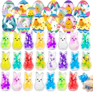 24 Pack Prefilled Easter Eggs with Squishy Bunny Toys for Easter Basket Stuffers - Picture 1 of 6
