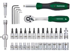 Parkside Set 36 Pezzi Cricchetto e Presa Unità 1/4" - Alta Qualità Cromo Vanadio - Foto 1 di 3