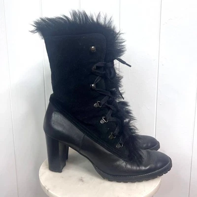 Botas Coach Lizbet Tacón Cuero Negro y Gamuza Imitación Piel Talla 10 Foto 1 de 4