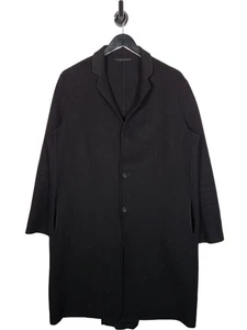 AllSaints Foley Coat Size Medium Oversized Men's Black Wool Blend Long Overcoat - Picture 1 of 5