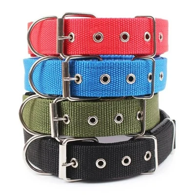 Adjustable Nylon Dog Collar for Small Medium Large Dogs Stylish Solid Pet Collar - Image 1 of 4