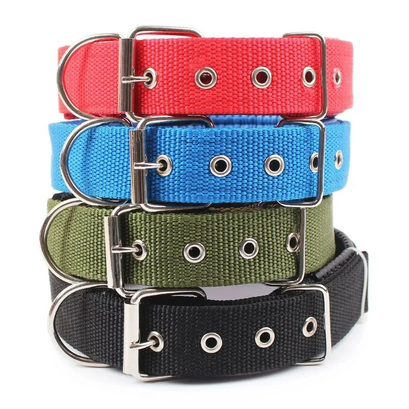 Collar de nailon ajustable para perros pequeños medianos grandes elegante collar sólido para mascotas Foto 1 de 4