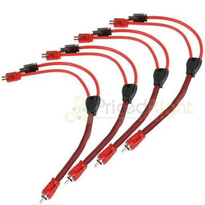 4 Pack 1 Male 2 Female RCA Splitter Audio Cable Competition Rated DS18 R1M2F - Image 1 of 4