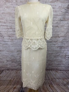 Vintage Boho Victorian Prairie Cottage Wedding Set Dress Shirt Skirt Lace 50's M - Picture 1 of 12