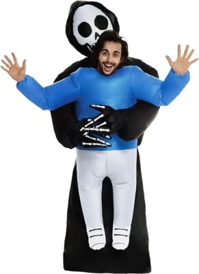 Adult Grim Reaper Inflatable Pick Me Up Costume Scary Halloween Blow Up Death - Image 1 of 4