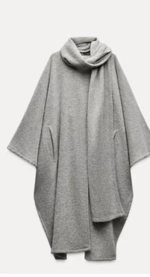 Zara Alpaca Wool Scarf Cape Coat Similar to The Row  Limited Edition  - Image 1 of 4