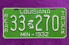 Restored 1932 Louisiana License Plate Plaque Immatriculation Targa Placa Placca