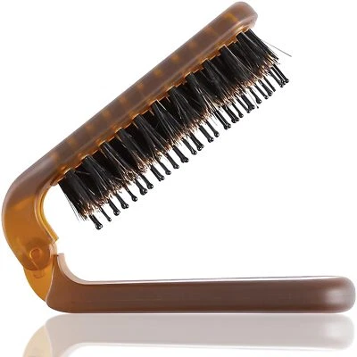 Travel Folding Hair Brush Portable Pocket-Sized Boar Bristle Brush for Men Women - Image 1 of 4