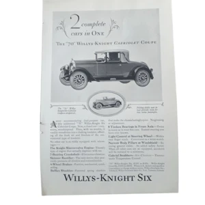 Pubblicità d'epoca 1927 Willys-Knight 2 auto complete in una pubblicità - Foto 1 di 4