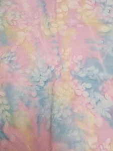 Batik Fabric - Pink/Blue/Green Fabric with Leaves, 36" L x 45" W - Picture 1 of 1