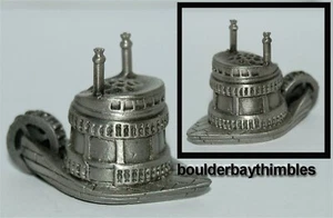 PEWTER TCC THIMBLE from CONVERSATION SET - River Boat Paddle Wheel Rotates - Imagen 1 de 2
