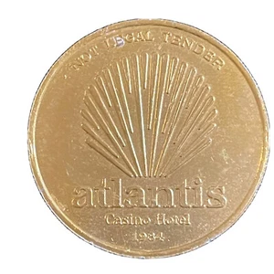 Atlantis Casino Hotel Atlantic City Playboy 1984 Walze Gewinner Club goldener Token - Bild 1 von 13