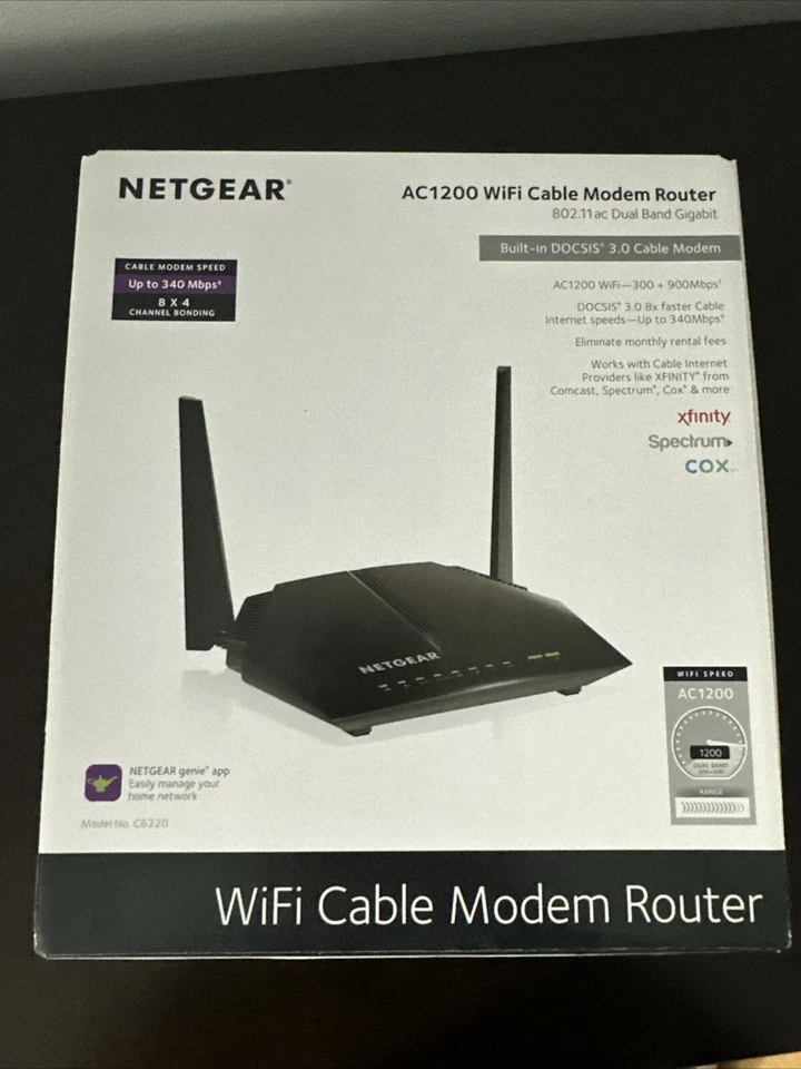 NETGEAR AC1200 Cable Modem WiFi Router Dual Band C6220 - Image 1 of 1