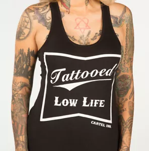 Tattooed Low Life Racer Back Tank Top - Picture 1 of 1