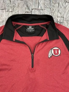 University Of Utah Utes 1/4 Zip Mock Neck Long Sleeve Pullover Men's Small Red - Picture 1 of 10
