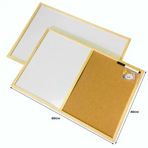 Cork Pin Notice Board Combo Wooden Frame Office School Message Whiteboard Marker - Picture 1 of 18