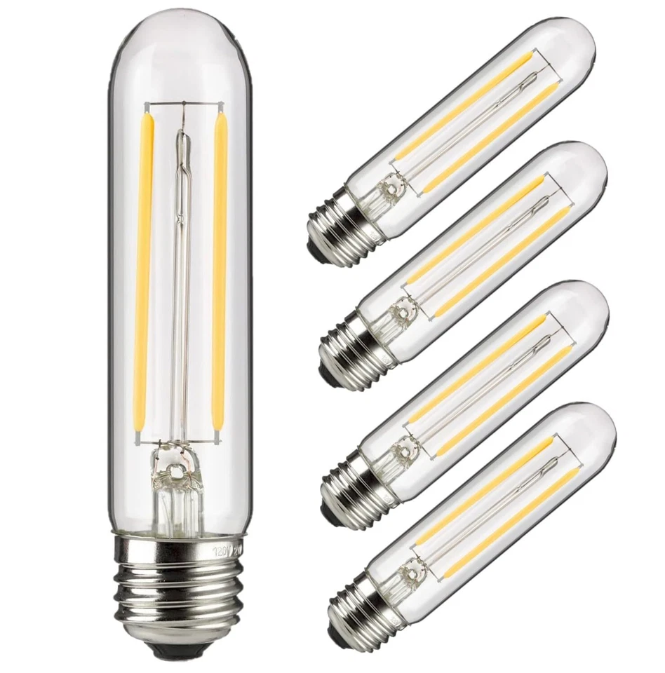 5Pack T10 LED Tubular Light Bulb, Edison Bulb, 2W (25W), 4000K, Clear Glass E26 - Image 1 of 1