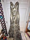 Saks Fifth Ave Bernshaw Vintage Gold Glittered Mermaid Gown, Brand New Size 10