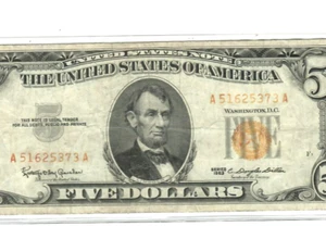 $5 "UNITED STATES NOTE" 1953 (ALTERED) $5 1953 (YELLOW) UNITED STATES NOTE - Picture 1 of 3