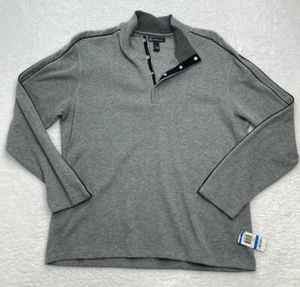 INC International Concepts Men's XL Heather Gray Solid Knit Sweater 1/4 Button - Picture 1 of 10