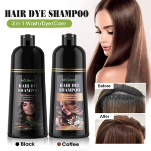 Hair Dye Shampoo 3 in 1 Hair Shampoo Instant Hair Color Dye Herbal Ingredients - Picture 1 of 26