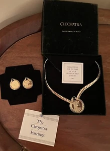 Collar y aretes vintage 1987 Cleopatra Franklin Mint moneda recubiertos en oro de 22k - Imagen 1 de 22