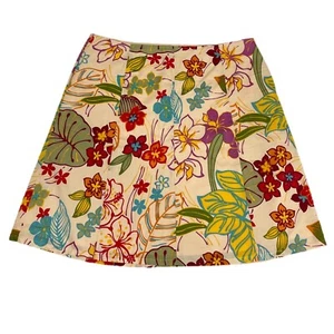 IZOD Womens Tropical Floral Skirt Side Zip Knee Length Lined Cotton Size 12 - Picture 1 of 8