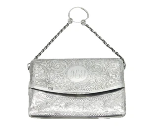 Edwardian Sterling Silver Floral Ladies Cigarette Case Antique 1905 London - Picture 1 of 5
